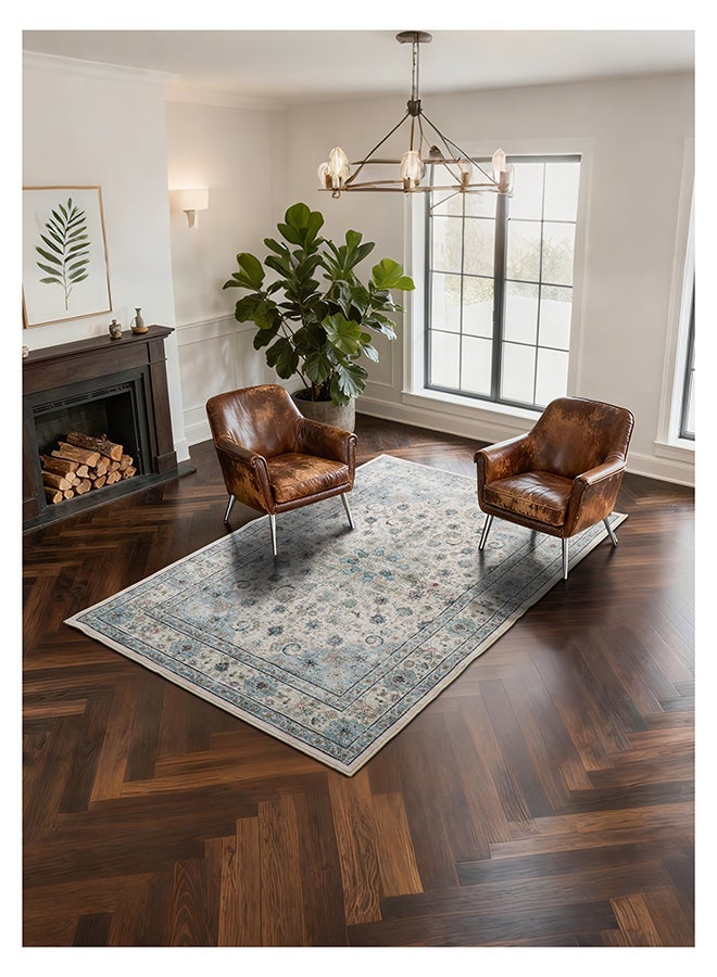 Noon East Carpet Rug Anti-Slip-  Size- 153 x 214 cm - 5x7 ft | Royal Heritage Design | Color- Misty blue| Ideal as Carpets for Living room, Bedroom, Office, Entry hallways, Foyers or balcony - Image 3